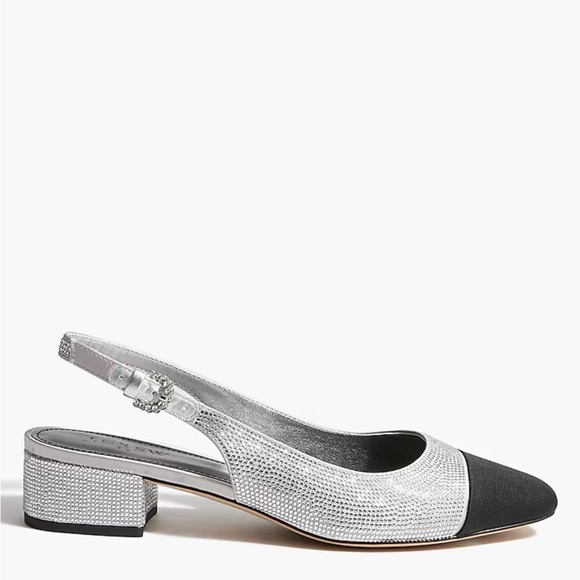 NWOB J crew Rhinestone low-heel slingbacks - Picture 3 of 7